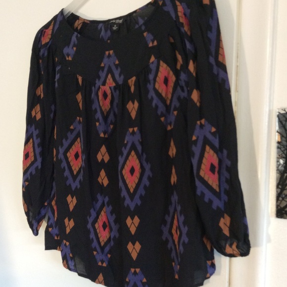 Lucky Brand Amelia Print Peasant Top - Picture 4 of 8